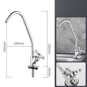 <span class=keywords><strong>Grifo</strong></span> de fregadero cromado de 1/4 pulgadas con agujeros dobles para filtro de agua potable doméstico de ósmosis inversa RO - Product Image 4