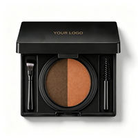 Poudre à sourcils 3D naturelle compacte avec miroir intégré, deux tons bruns estompables, avec pinceaux assortis, logo personnalisé