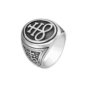 Anillo de Acero Inoxidable Vintage para Hombre con Símbolo de Lucifer, Anillo de Santa, Anillos de Sello - Product Image 1