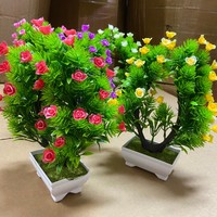 Rose artificielle en plastique de haute qualité, 26 cm, petite plante bonsaï pour la décoration de table, de bureau et de meuble TV