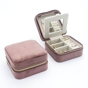 luxury jewelry box mini velvet leather fabric jewwellery organizers for gift rings necklaces durable jewelry box