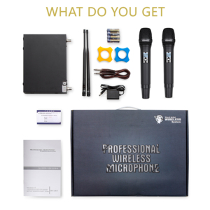 Stabcl ST-950 Không Dây Kim Loại <span class=keywords><strong>Microphone</strong></span> Chuyên Nghiệp <span class=keywords><strong>UHF</strong></span> 2 Kênh Cầm Tay Không Dây <span class=keywords><strong>Microphone</strong></span> Cho KTV Karaoke Sân Khấu - Product Image 6