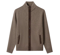 Herren Woll-Kaschmir-Strickjacke mit Stehkragen und Reißverschluss, Dicke Warme Winter-Strickjacke, Großhandel mit Eigenem Logo, Premium-Strickwaren