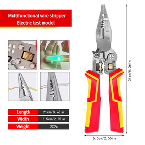 9-in-1多機能厚電気技師プライヤーストリッピングケーブル切断圧着力テストワイヤー引きDIYオート - Product Image 4