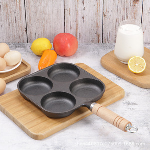 Sartén cuadrada antiadherente de hierro fundido con cuatro orificios para huevos, panqueques y comida para bebés - Product Image 1