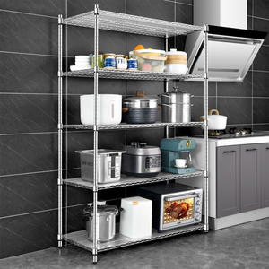Capacité de chargement supérieure Étagère en acier 5 niveaux Nsf <span class=keywords><strong>Metro</strong></span> Office Rayonnage de stockage industriel en fil métallique finition chromée - Product Image 5