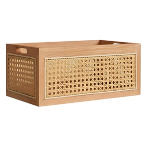 Solid Wood Rattan <b>Storage</b> Box Rectangle With Handle For Jewelry Cosmetics Bedroom Organization - Product Image 5