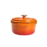 Set Perlengkapan Masak Panci Besi Cor Enamel Mini Mewah Bright Houseware Oranye 18cm, Panci Casserole, Tutup Besi Cor, Cocok untuk Kompor Gas