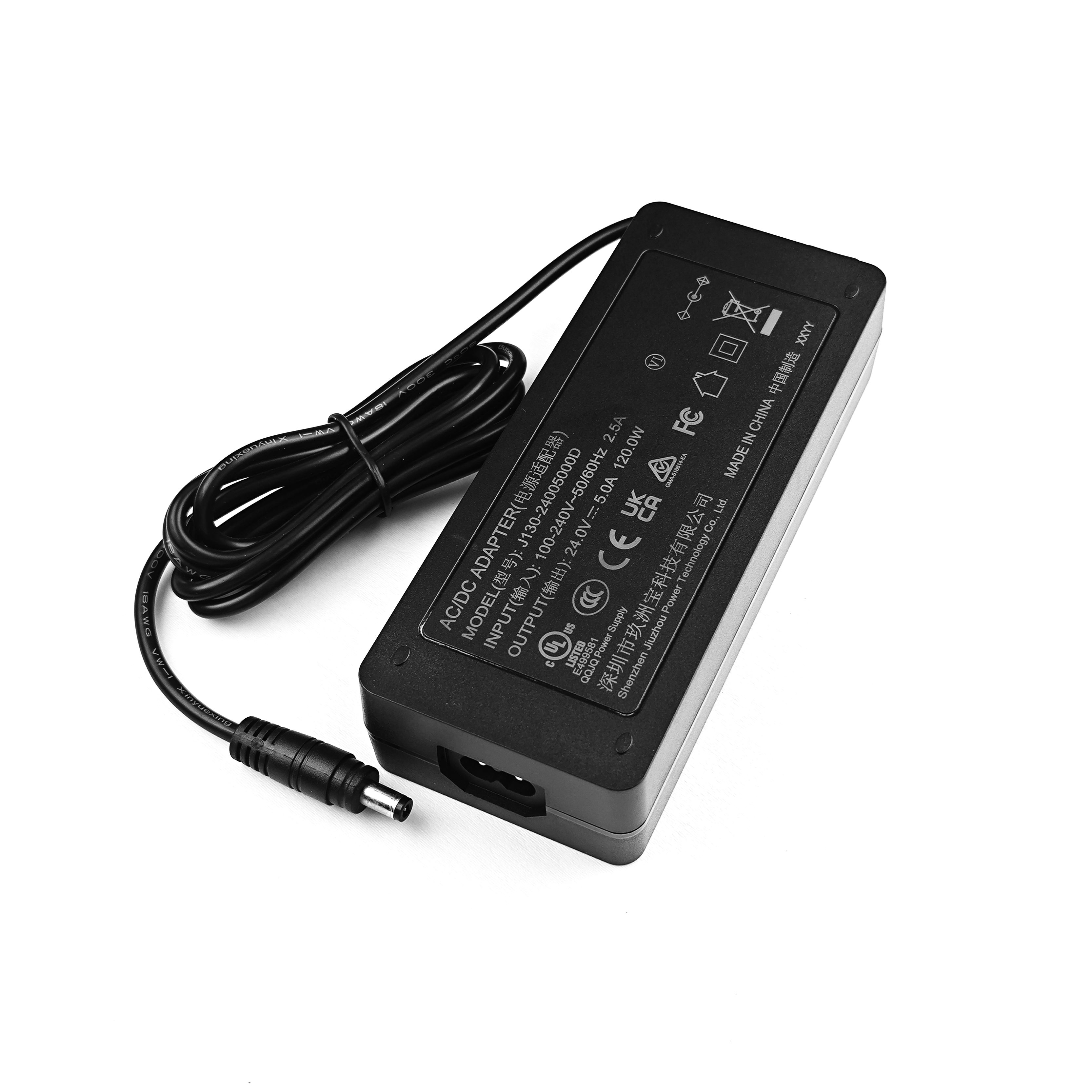 24V 5A power adapter in black