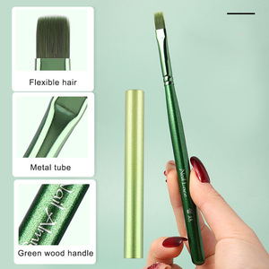 Pinceau à ongles à manche en bois vert, à poils ondulés, pour dégradé, estompage, liner, détails, motif marguerite, peinture gel, manucure - Product Image 4