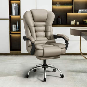 Fauteuil de bureau exécutif en cuir noir inclinable et pivotant avec repose-pieds pour usage domestique ou professionnel - Product Image 5