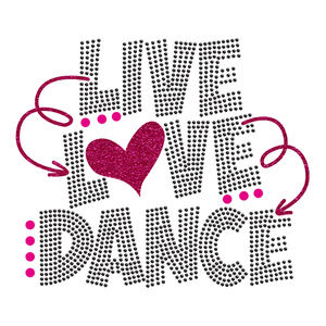 लाइव लव डांस राइनस्टान हीट ट्रांसफर डिजाइन टी-शर्ट के लिए हॉटफिक्स - Product Image 1