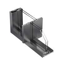 Puerta Corredera de Aluminio Ultra Delgada, Sin Aislamiento, de Alta Resistencia, con Vidrio Templado Visible y Resistente al Viento para Supermercado