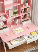 Bureau d'Apprentissage en Forme de L pour Ordinateur Portable 2 en 1, Table d'Ordinateur en Bois, Table d'Étudiant, Ensemble de Chaises avec Étagères