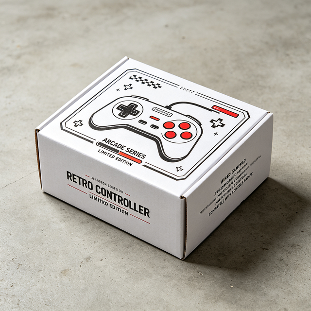 Premium Digital Printed White Corrugated Shipping Box for Gaming Controller 72H Flash Shipping Cyber Response Retail Carton