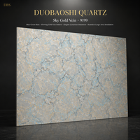 Dalle de quartz de luxe bleu-vert veiné or, grande taille pour îlot de cuisine, comptoir et panneau mural décoratif