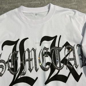 เสื้อยืดพิมพ์ลายตามสั่ง คุณภาพสูง เนื้อผ้าหนา เสื้อแขนยาวสองชั้นประดับเพชรเทียมสำหรับผู้ชาย เสื้อยืดโอเวอร์ไซส์ Pour Hommes - Product Image 3