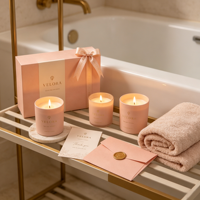 Boîte d'emballage de bougies en carton écologique de luxe personnalisée avec poignée pour la promotion et l'utilisation en supermarché, produits parfumés pour les fêtes
