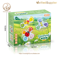 Lot de 3 jouets de dentition en silicone pour bébé, hochets sensoriels en plastique, moulin à vent rotatif pour le bain avec ventouse