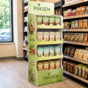 Expositor de suelo corrugado para snacks saludables, con impresión natural para paquetes de cereales y frutos secos, estantería para alimentos orgánicos de supermercado - Product Image 3