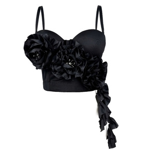 Top Halter de Moda con Diseño Floral y Flecos, Corsé Exterior con Varillas y Relleno, Estilo Primavera - Product Image 4