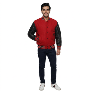 Ventes en gros de vestes de baseball en cuir de mouton décorées de patchs brodés en chenille personnalisés pour hommes, vestes d'hiver de style varsity, taille plus - Product Image 1