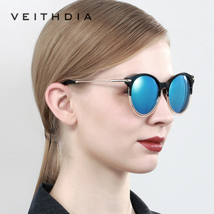 Veithdia Women's Round Polarized Sunglasses UV400 Blue Mirror Lens TR90 <b>Frame</b> Cat Eye Style 3029 - Product Image 1