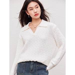 Pull-over tricoté à col en V pour <span class=keywords><strong>femme</strong></span>, anti-rides, pour l'hiver – Fabricants de vêtements personnalisés en stock - Product Image 4