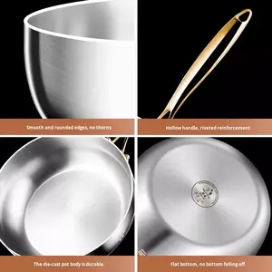 Sartén <span class=keywords><strong>Wok</strong></span> Profunda Antiadherente de Acero Inoxidable 316, Apta para Estufa de Gas, Inducción, Lavavajillas y Horno, Sartén Resistente para Saltear, Olla para Leche - Product Image 4