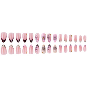 Nuevo Set de 24 <span class=keywords><strong>Uñas</strong></span> Postizas Acrílicas Francesas con Diseño Floral 3D en Rosa para <span class=keywords><strong>Verano</strong></span>, Venta al Por Mayor, <span class=keywords><strong>Uñas</strong></span> de Cobertura Completa - Product Image 4