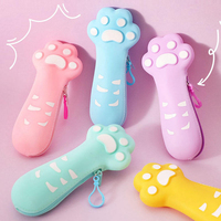 Étui à crayons en silicone en forme de patte de chat, papeterie mignonne en gros pour les élèves du primaire et du collège, pochette créative pour filles