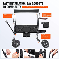 Poussette pliante de luxe avec auvent étanche à 2 places 4 roues Carry Kid Trolley Camping Outdoor Utility Baby Poussette