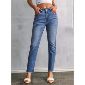 2025, Pantalones vaqueros de pierna recta de cintura alta para mujer, transpirables, azul cielo, XL, estilo lápiz a la moda - Product Image 4