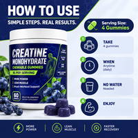 Gommes de créatine monohydrate 5g, 60 unités, véganes, pour la croissance musculaire, sans sucre, pour adultes, forme et saveur personnalisées, OEM ODM HALAL