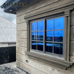 <span class=keywords><strong>Finestra</strong></span> scorrevole in alluminio AOSTTER Sleek Dark con profilo estruso, vetro temperato trasparente di sicurezza e sistema di drenaggio sotto il davanzale - Product Image 1