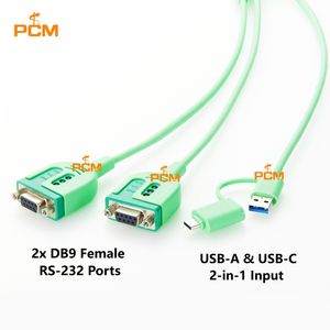 <span class=keywords><strong>Cable</strong></span> Serial Divisor en Y de 2 Puertos USB-A y USB-<span class=keywords><strong>C</strong></span> a Doble RS232 DB9 Hembra <span class=keywords><strong>con</strong></span> FTDI FT232RNL para Programación de Enrutadores y Conmutadores - Product Image 2