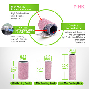 Caja de minibrocas de lijado a granel al por mayor, paquete de brocas de mandril con logotipo personalizado, 100 Uds., 500 Uds., pulidora de uñas rosa, banda de lijado pequeña - Product Image 3