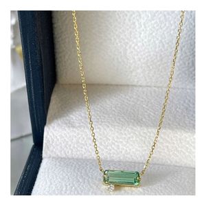 Collar de Oro Puro de 18k con Turmalina Natural de Estilo Minimalista Xinfly - Product Image 1