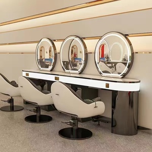 Conjunto de Muebles para Salón de Belleza, Estación de Espejo para Barbería, Estaciones de Estilismo, Espejos LED para Barbería, Espejos Individuales y Dobles para Barbería - Product Image 4