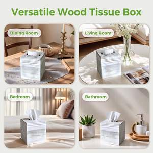 Logo personnalisé Bless You Home Decor Porte-serviettes carré rustique Porte-serviettes en <span class=keywords><strong>bois</strong></span> Boîte à mouchoirs en <span class=keywords><strong>bois</strong></span> Porte-couvercle - Product Image 2