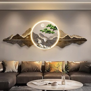 Luzes LED Redondas Modernas Personalizáveis para Pendurar na Parede, Pintura Decorativa de Paisagem em Novo Estilo Chinês para Sala de Estar e Escritório - Product Image 3