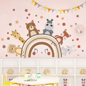 Vinilo Decorativo Autoadhesivo de PVC Ecológico con Diseño de Arcoíris, Estilo Ins, Dibujos Animados, Animales Lindos, para Habitación Infantil o Dormitorio - Product Image 1