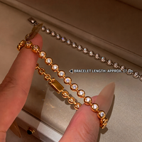 Bracelet à bulles en zircon doré et argenté avec pierres rondes serties, empilable, bijoux quotidiens pour femmes, vente en gros