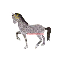 Ornements de jardin extérieurs Statues de chevaux en fil d'acier inoxydable Sculpture élégante d'artisanat en métal