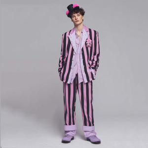 Costume de Clown Effrayant pour <span class=keywords><strong>Homme</strong></span> - Combinaison Rayée en Polyester avec Masque pour Halloween et Cosplay - Product Image 6