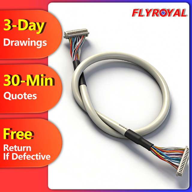 High Quality Flyroyal PVC Insulated LVDS Cable 42-46 Gauge Silver Plated Pure Copper Conductors Custom-Made for Electronic