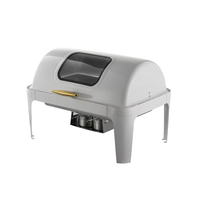 TAAIDING Réchaud de buffet en acier inoxydable 201 pour usage hôtelier, 9L, avec couvercle roulant, fenêtre en verre, chauffage continu pour alcool et maintien au chaud des aliments