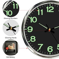 Jam Dinding Analog Quartz Desain Modern Satu Sisi Bingkai Plastik Berlapis Elektro 12 Inci Jarum Bercahaya Kalender