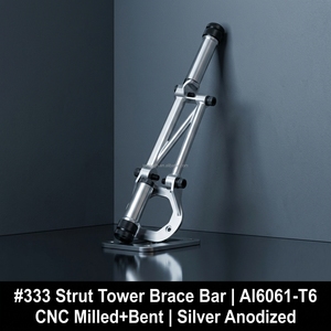 Barre de renforcement de tour de suspension en aluminium CNC, barre transversale, plaques de base, vis de réglage, anodisé argenté, pour renforcement de châssis de course - Product Image 4