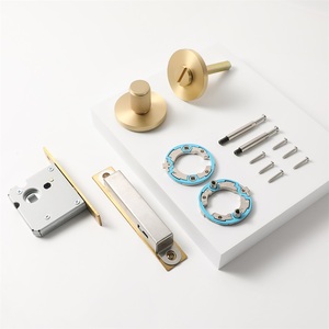 Manija de <span class=keywords><strong>Puerta</strong></span> Corredera de Cobre Puro para Apertura de Emergencia con Cerradura, <span class=keywords><strong>Dorado</strong></span>/Negro, Moleteada, Herraje Premium para Interiores de Baño - Product Image 6